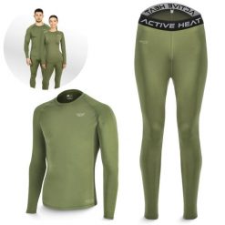 Bielizna termiczna unisex 4FIZJO zielony komplet - koszulka + spodnie. Zielona bielizna termoaktywna damska 4FIZJO, na jesień, l, bez wzorów, z elastanu, sportowe, do biegania. Za 99.99 zł.