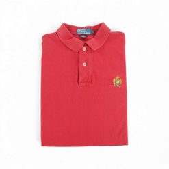 Second life - Koszulka polo męska z krótkim rękawem - Stan bardzo dobry. Czerwone buty sportowe męskie Ralph Lauren, bez zapięcia, na golfa. Za 114.17 zł.