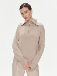 Marella Sweter Ruby1 2339460839200 Beżowy Regular Fit. Brązowe bluzy damskie Marella, xl, bez wzorów, z wełny, bez kołnierzyka, bez ramiączek, bez kaptura. Za 729.99 zł.