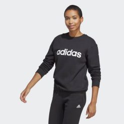 Essentials Linear French Terry Sweatshirt. Białe bluzy sportowe damskie Adidas, bez wzorów, na fitness i siłownię. Za 199.00 zł.
