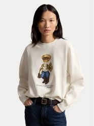 Polo Ralph Lauren Bluza 211B23856001 Kremowy Relaxed Fit. Białe bluzy damskie Polo Ralph Lauren, m, bez wzorów, z bawełny, bez kaptura. Za 1,103.99 zł.