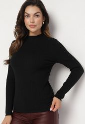 Czarny Klasyczny Sweter z Półgolfem Temiera. Czarne swetry damskie Born2be, m, bez wzorów, z jeansu, eleganckie, bez kołnierzyka, bez ramiączek, długie, bez kaptura. Za 54.99 zł.