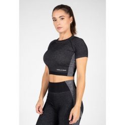 Selah Bezszwowe Crop Top - Czarny. Czarne koszulki sportowe damskie GORILLA WEAR, bez wzorów, sportowe, bez kołnierzyka. Za 229.00 zł.