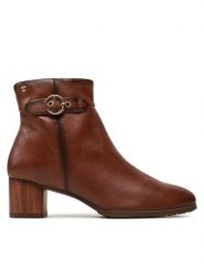 Pikolinos Botki W1Z-8588 Brązowy. Brązowe botki damskie Pikolinos, ze skóry, bez obcasa, na słupku, bez zapięcia. Za 519.99 zł.