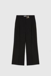 Eleganckie spodnie czarne. Czarne spodnie materiałowe damskie MOODO, l, bez wzorów, z elastanu. Za 159.99 zł.