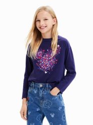 Desigual Bluzka 23WGTK16 Niebieski Regular Fit. Niebieskie bluzki dla dziewczynek Desigual, bez wzorów, z bawełny, bez ramiączek. Za 249.99 zł.