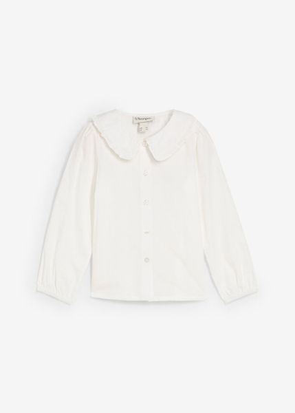 Bluzka z czystej bawełny. Białe t-shirty i topy dla dziewczynek bonprix, bez wzorów, z bawełny, bez ramiączek. Za 74.99 zł.