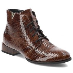 Brązowe Botki Maciejka Damskie Stylowe Obuwie Skórzane. Brązowe botki damskie Maciejka, na wiosnę, ze skóry, eleganckie, bez obcasa, na obcasie, bez zapięcia. Za 379.00 zł.