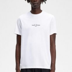 T-shirt Fred Perry męski biały. Białe t-shirty męskie Fred Perry, l, bez wzorów, z bawełny, bez kołnierzyka. Za 257.05 zł.