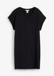 Shirt boxy z czystej bawełny organicznej. Czarne bluzki damskie bonprix, bez wzorów, z bawełny, bez kołnierzyka, bez ramiączek. Za 24.99 zł.