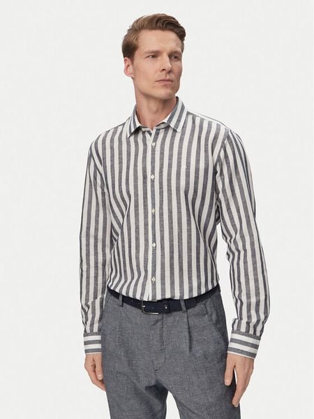 JOOP! Koszula Pit1 30102693 Granatowy Slim Fit. Niebieskie koszule męskie JOOP!, m, bez wzorów, z bawełny, bez kołnierzyka, bez ramiączek. Za 353.99 zł.