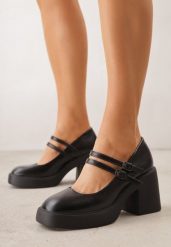 Czarne Półbuty na Obcasie i Platformie z Paseczkami Mary Jane Aveminar. Czarne półbuty damskie Born2be, bez wzorów, z jeansu, biznesowe, bez obcasa, na obcasie, bez zapięcia. Za 109.99 zł.