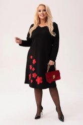 Czarna dresowa sukienka Fiorella - klasyka z nutą kobiecości PLUS SIZE XXL JESIEŃ. Czarne sukienki damskie Moda Size Plus Iwanek, na co dzień, na jesień, plus size, z aplikacjami, z bawełny, eleganckie, bez kołnierzyka, plus size, bez ramiączek, midi, oversize. Za 289.90 zł.