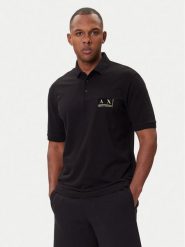 Armani Exchange Polo XM001885 AF13026 MC004 Czarny Regular Fit. Czarne koszulki polo męskie Armani Exchange, m, bez wzorów, z bawełny, bez ramiączek. Za 349.99 zł.