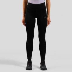 Legginsy do biegania damskie Odlo ESSENTIAL. Czarne legginsy damskie Odlo, bez wzorów. Za 289.99 zł.