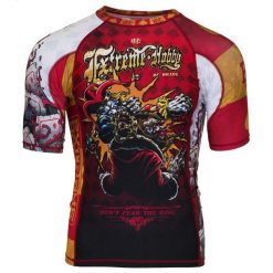 Koszulka Męska na siłownię rashguard MMA EXTREME HOBBY KILLER CARDS 2. Czerwone koszulki sportowe męskie EXTREME HOBBY, m, bez wzorów, z bawełny, bez kołnierzyka, bez ramiączek, do biegania. Za 199.00 zł.