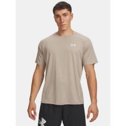Koszulka męska Under Armour Tech Textured SS. Brązowe buty sportowe męskie Under Armour, bez zapięcia, na fitness i siłownię. Za 99.99 zł.