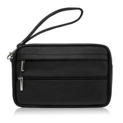 Saszetka męska skórzana do ręki czarna skóra naturalna Abruzzo ABR-15. Czarne saszetki męskie ze skóry, eleganckie. Za 99.99 zł.