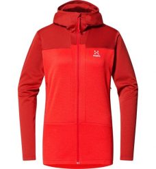 Bluza techniczna damska ROC Flash Mid Hood. Czerwone bluzy damskie Haglöfs, m, bez wzorów, z poliesteru, z kapturem. Za 463.00 zł.