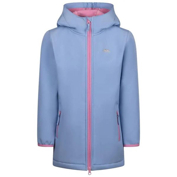 Dziewczęca Kurtka Soft Shell Brennagh. Niebieskie kurtki i płaszcze dla dziewczynek Trespass, bez wzorów, z elastanu, długie, z kapturem. Za 202.99 zł.