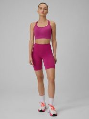 4F Legginsy kolarki treningowe damskie - różowe XS. Czerwone legginsy sportowe damskie 4f, xs, bez wzorów, z podwyższonym stanem. Za 99.99 zł.
