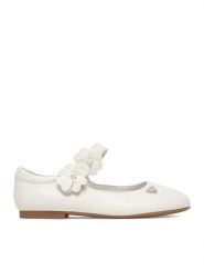 Guess Baleriny CEO-CS6666-1(IV)DZ Biały. Białe baleriny dziewczęce Guess, z aplikacjami, ze skóry, bez zapięcia. Za 179.99 zł.