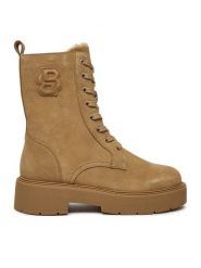 BOSS Trzewiki Rebby 50523589 Beżowy. Brązowe botki damskie Boss, ze skóry, bez obcasa, na płaskiej podeszwie, bez zapięcia. Za 1,079.00 zł.