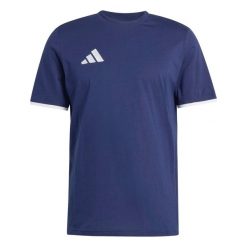 Koszulka męska adidas Entrada Tee. Niebieskie koszulki sportowe męskie Adidas, m, bez wzorów, bez kołnierzyka, bez ramiączek, do piłki nożnej. Za 78.99 zł.
