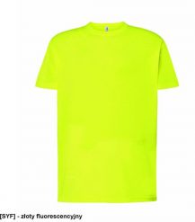 T-shirt JHK TSRA 150 - T-SHIRT męski fluorescencyjny z krótkim rękawem wzmocniony lycrą ściągacz, 100% bawełna, - złoty fluorescencyjny M. Żółte t-shirty męskie JHK, m, bez wzorów, z bawełny, bez kołnierzyka. Za 31.52 zł.