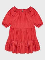 Pepe Jeans Sukienka codzienna Soraya PG951601 Czerwony Regular Fit. Czerwone sukienki dla dziewczynek Pepe Jeans, bez wzorów, z bawełny, bez ramiączek. Za 209.99 zł.