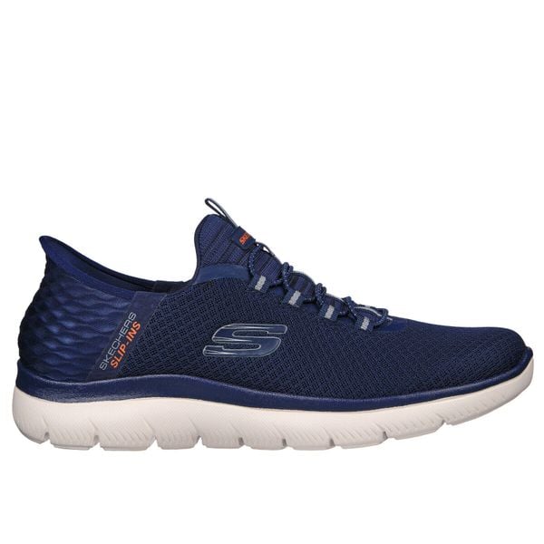 Obuwie treningowe Mężczyzna Skechers Summits High Range granatowy. Niebieskie buty sportowe męskie Skechers, z materiału, bez zapięcia, trekkingowe. Za 329.99 zł.