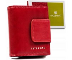 Portfel skórzany Peterson PTN 42329-SGN czerwony. Czerwone portfele damskie Peterson, bez wzorów, ze skóry. Za 79.99 zł.