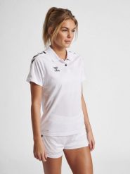 Damska koszulka polo Hummel Functional. Białe koszulki sportowe damskie Hummel, l, bez wzorów, z elastanu, bez kołnierzyka, bez ramiączek. Za 159.50 zł.