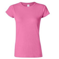 Koszulka Damska Krótki Rękaw Soft Style. Fioletowe koszulki sportowe damskie Gildan, m, bez wzorów, bez kołnierzyka, bez ramiączek, trekkingowe. Za 28.99 zł.