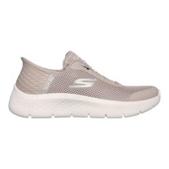 Damskie GO WALK FLEX GRAND ENTRY Slip-On Taupe. Brązowe obuwie sportowe damskie Skechers, bez wzorów, z materiału, bez zapięcia. Za 299.00 zł.
