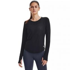 Koszulka damska Under Armour Streaker Longsleeve. Czarne bluzy sportowe damskie Under Armour, xl, bez wzorów, sportowe, bez kołnierzyka. Za 129.99 zł.