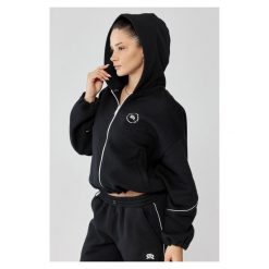 Damska bluza sportowa oversize Rough Radical Trip Hoodie Zip. Czarne bluzy damskie ROUGH RADICAL, bez wzorów, bez kaptura, na jogę i pilates. Za 175.92 zł.