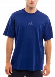 Męska koszulka adidas All SZN, 100% bawełna, niebieska. Niebieskie koszulki sportowe męskie Adidas, m, bez wzorów, z bawełny, bez kołnierzyka, bez ramiączek. Za 112.99 zł.
