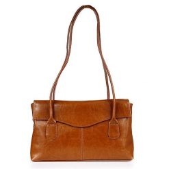 Torebka skórzana damska DAN-A T39 camel. Brązowe torebki do ręki damskie DAN-A, bez wzorów, ze skóry, eleganckie, bez dodatków. Za 329.99 zł.