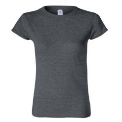 Koszulka Damska Krótki Rękaw Soft Style. Szare koszulki sportowe damskie Gildan, xl, bez wzorów, bez kołnierzyka, bez ramiączek, trekkingowe. Za 27.99 zł.