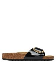 Birkenstock Klapki Madrid Big Buckle Bf 1027785 Czarny. Czarne klapki damskie Birkenstock, bez wzorów, ze skóry, bez obcasa. Za 499.99 zł.