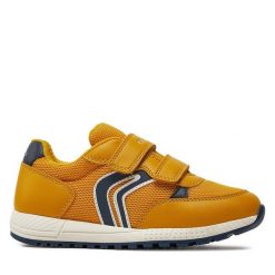 Sneakersy Geox. Żółte trampki i tenisówki chłopięce Geox, bez wzorów, bez zapięcia. Za 149.99 zł.