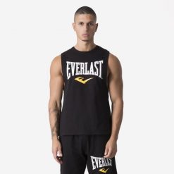 Koszulka bokserska / fitness męska Everlast bez rękawów. Czarne buty sportowe męskie Everlast, m, bez wzorów, z materiału, bez kołnierzyka, bez ramiączek, na fitness i siłownię. Za 69.99 zł.