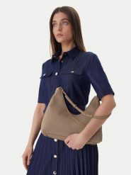 Calvin Klein Torebka Emblem Hw Pebble Shoulder Bag LV04F3495G Beżowy. Brązowe torebki do ręki damskie Calvin Klein, bez wzorów, ze skóry, bez dodatków. Za 569.99 zł.