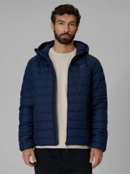 4F Kurtka z wypełnieniem syntetycznym męska - granatowa M. Niebieskie kurtki męskie 4f, na zimę, m, bez wzorów, z syntetyku, klasyczne, bez kaptura. Za 329.99 zł.