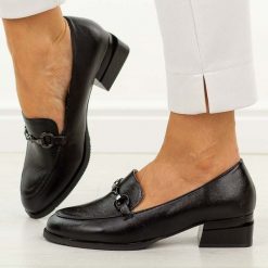 Czarne półbuty damskie, mokasyny M.Daszyński Sa267-7. Czarne mokasyny damskie M.Daszyński, ze skóry, biznesowe. Za 199.00 zł.