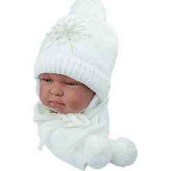 Czapka niemowlęca z szalikiem CZ+S 001B biała. Czapki dla dzieci marki Proman. Za 38.76 zł.