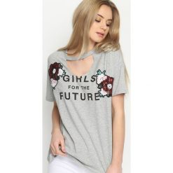 Szary T-shirt Glamorous. T-shirty damskie Born2be. Za 29.99 zł.