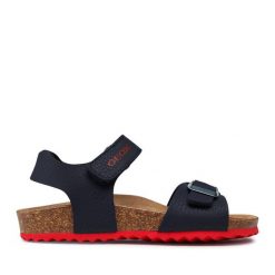 Sandały Geox. Niebieskie sandały chłopięce Geox, bez zapięcia. Za 249.99 zł.