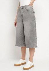 Szare Szerokie Szorty Jeansowe Bermudy o Długości 3/4 Talisse. Szare jeansy damskie Born2be, na lato, l, bez wzorów, z bawełny, z podwyższonym stanem. Za 89.99 zł.
